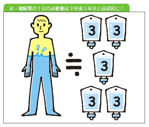 In Outバランス 水分出納 １日当たりどのくらいの水と電解質量が必要 ナース専科